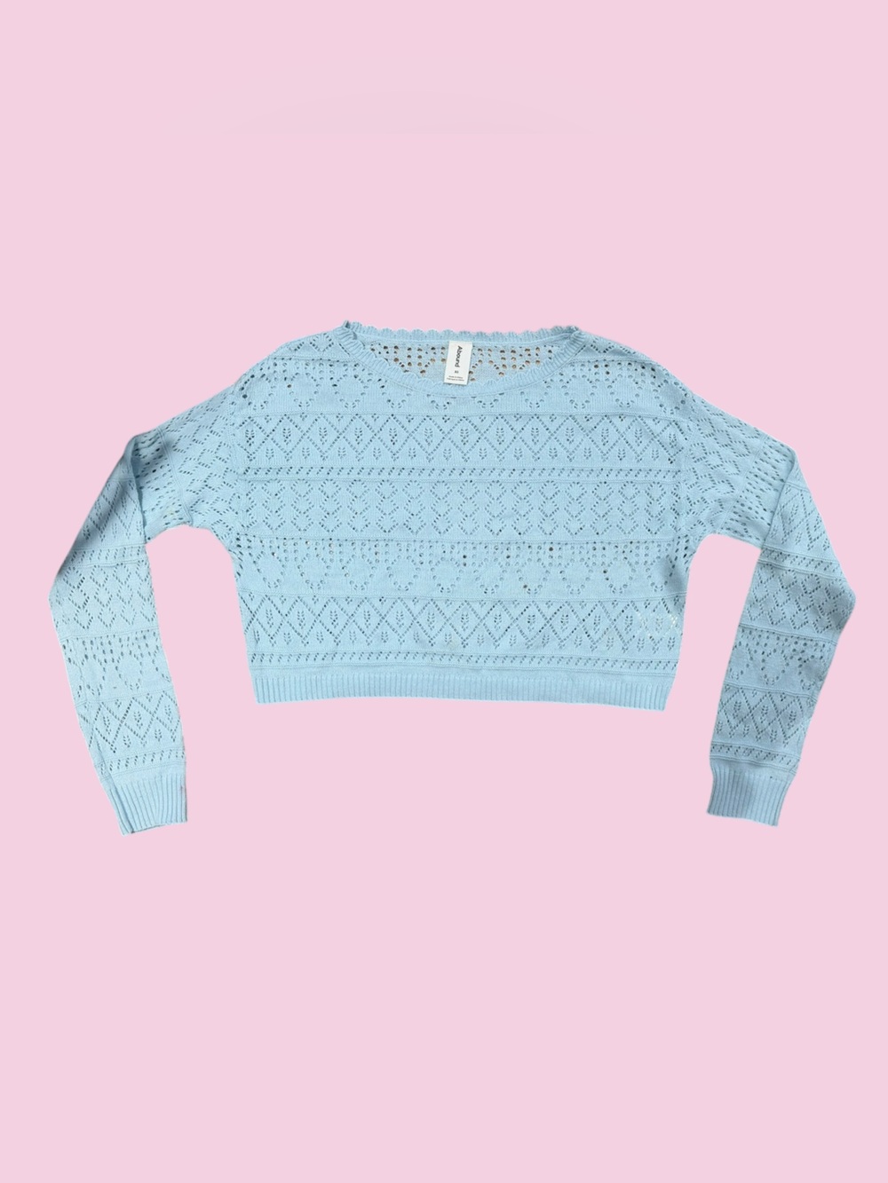 🦋🎀ABOUND🎀Baby Blue Crochet Sweater🎀Lightweight Crop Knit🎀XS🎀NWOT🎀🦋